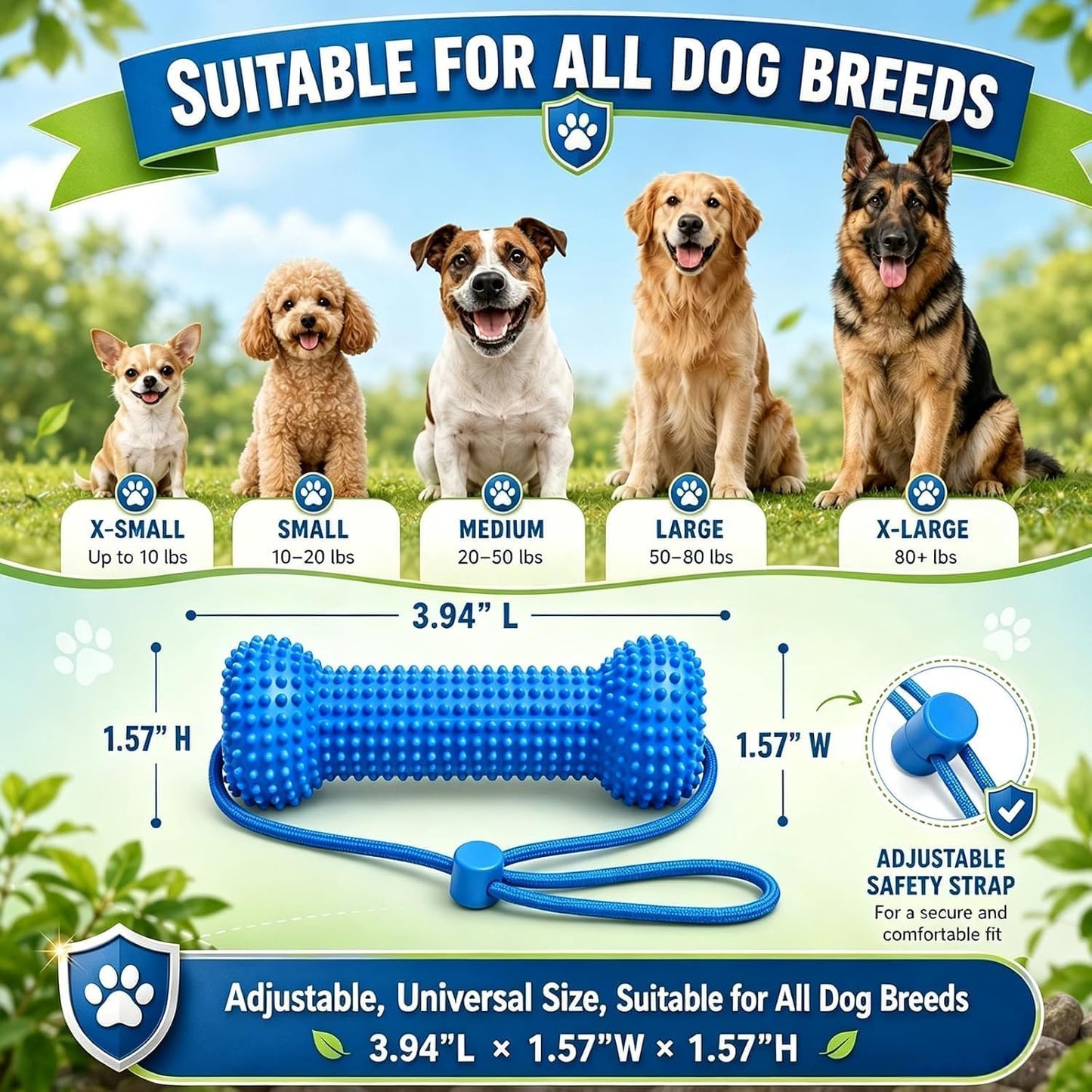🦷 🐶7-in-1 Dog Toothbrush Chew Toy