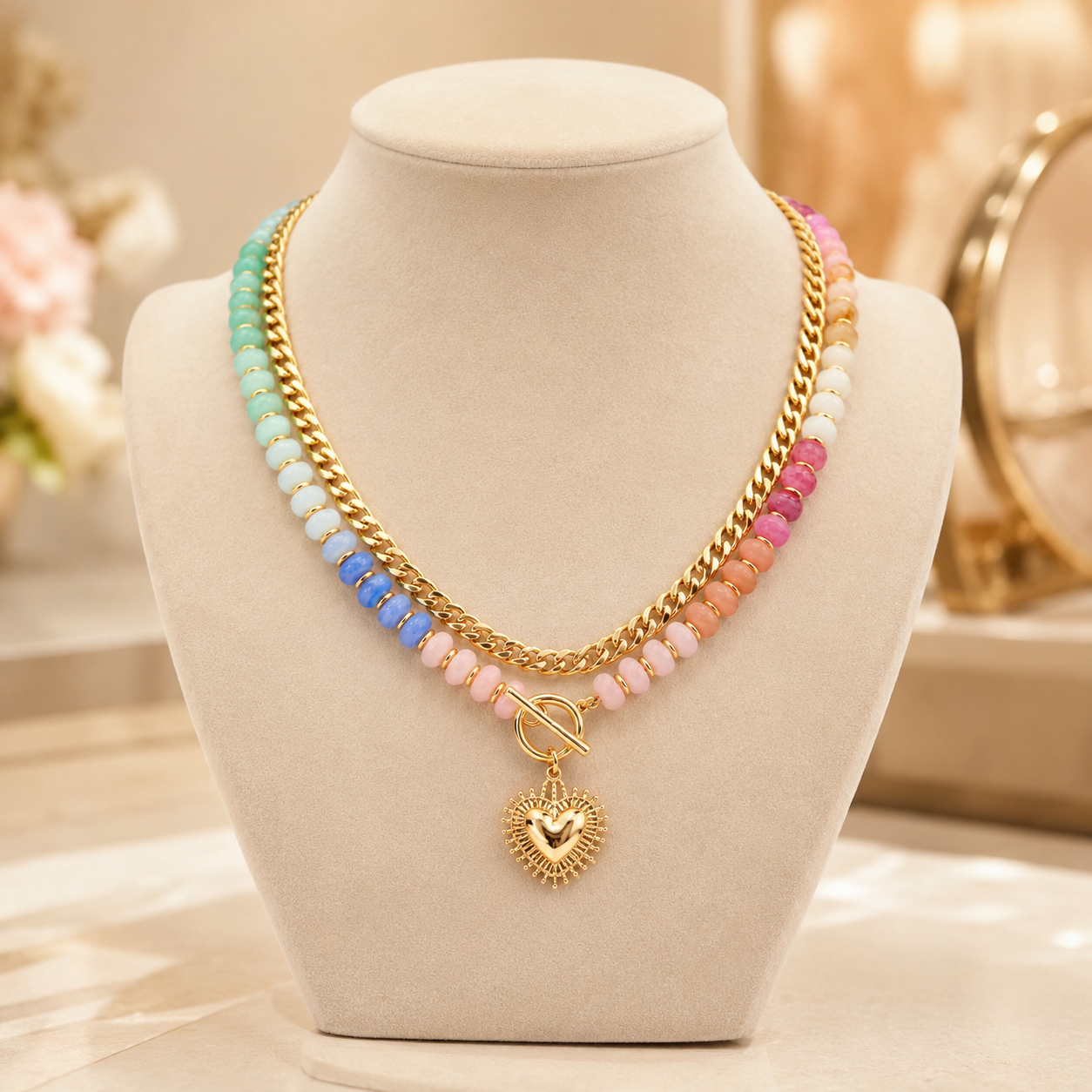 🍬🌺 Dopamine Heart Layered Necklace – Made for Summer, Sunshine & Compliments