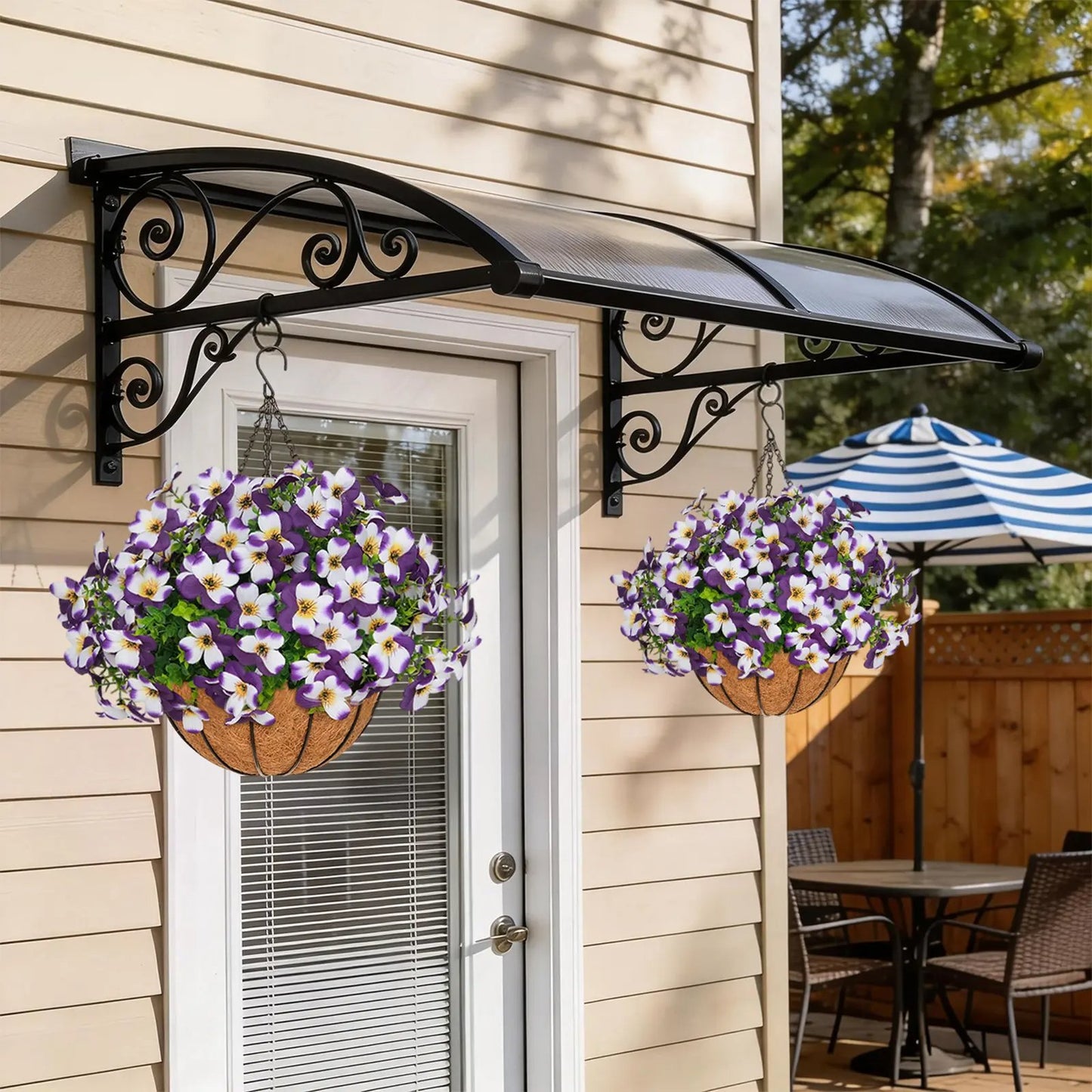 💐2-Pack Artificial Pansy Hanging Baskets 🌼