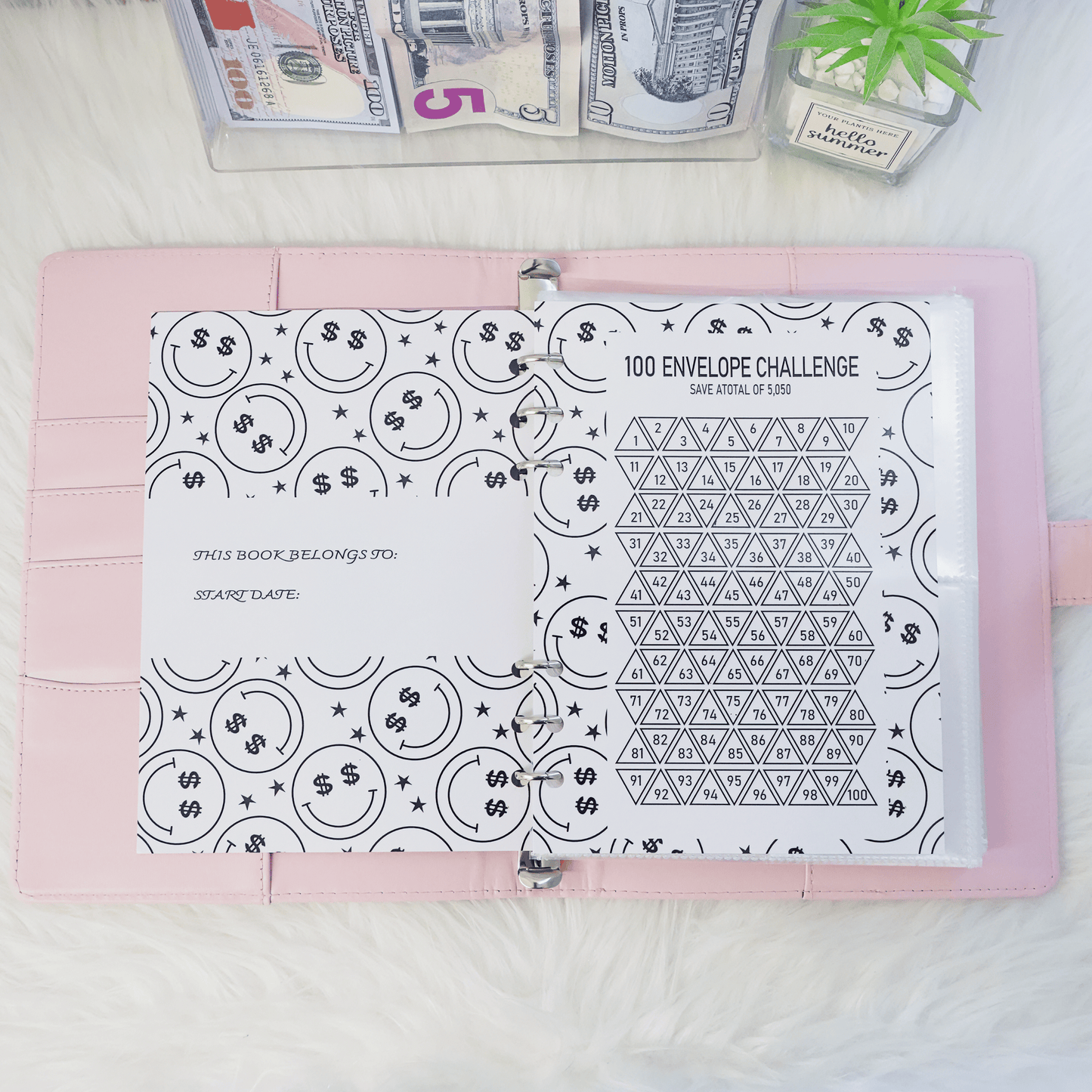 Custom name 100 Envelope Challenge Leather Binder-Easy And fun Way To Save $5,050🔥