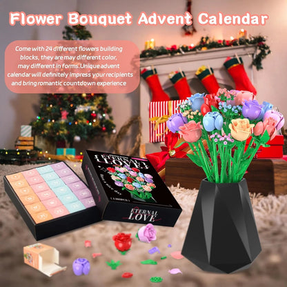 🌹2025-24 Days Flower Bouquet Christmas Countdown Advent Calendar