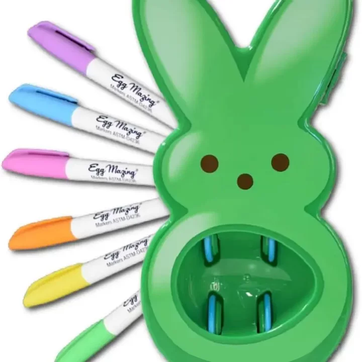 PEEPS Bunny Eggmazing Egg Decorator with 6 Colorful Markers for Less Mess Easter Fun DIY Decorations