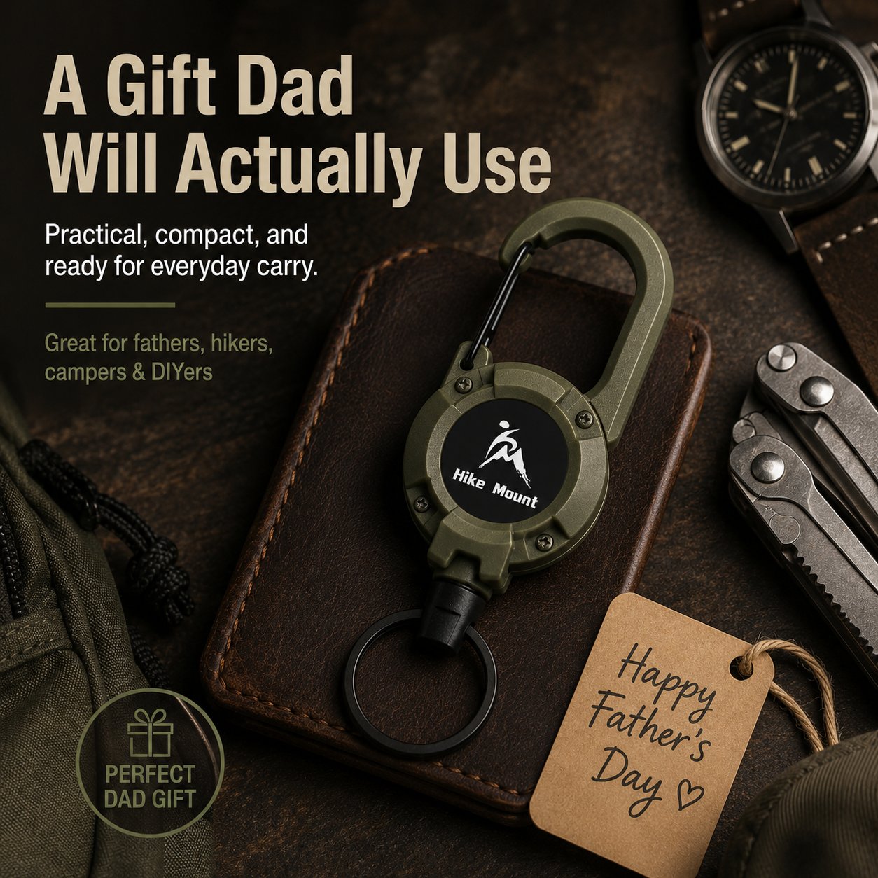 💝Best Gifts For Your Dad - 3 In 1 new multifunctional Retractable Pull Reel Carabiner Keychain