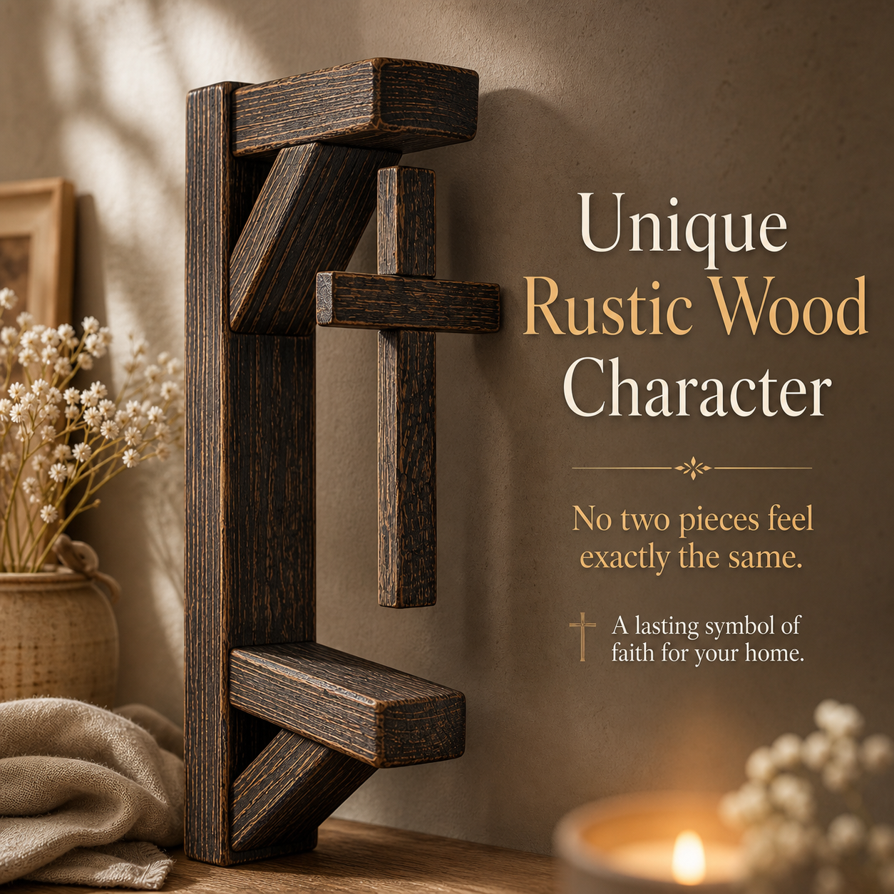 ✝️ Handmade Rural Christian Cross Wall Decoration
