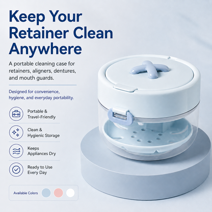 🦷 Portable Retainer Cleaning Case | Leak-Proof Travel Organizer with Mirror & Drain Tray