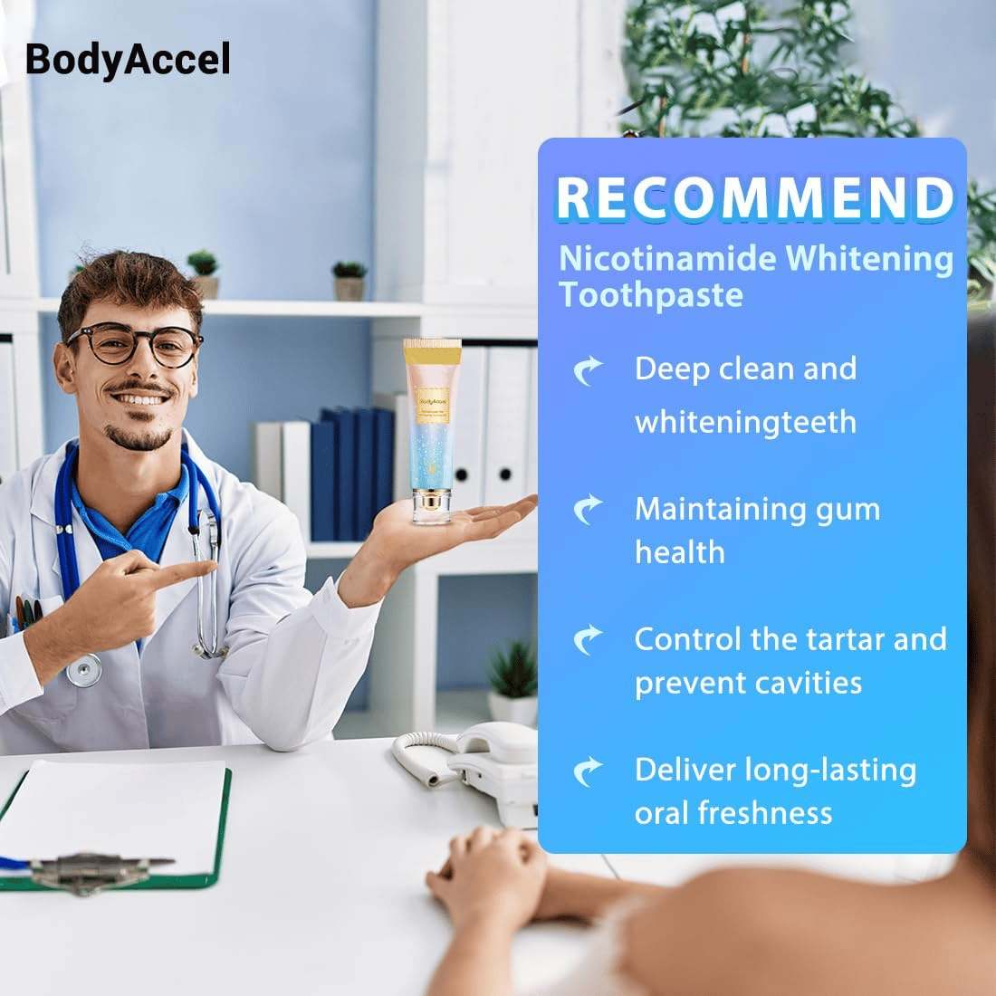 🎁Last Day 49%🎁BodyAccel [Triple Whitening]Niacinamide Fresh Breath Whitening Toothpaste