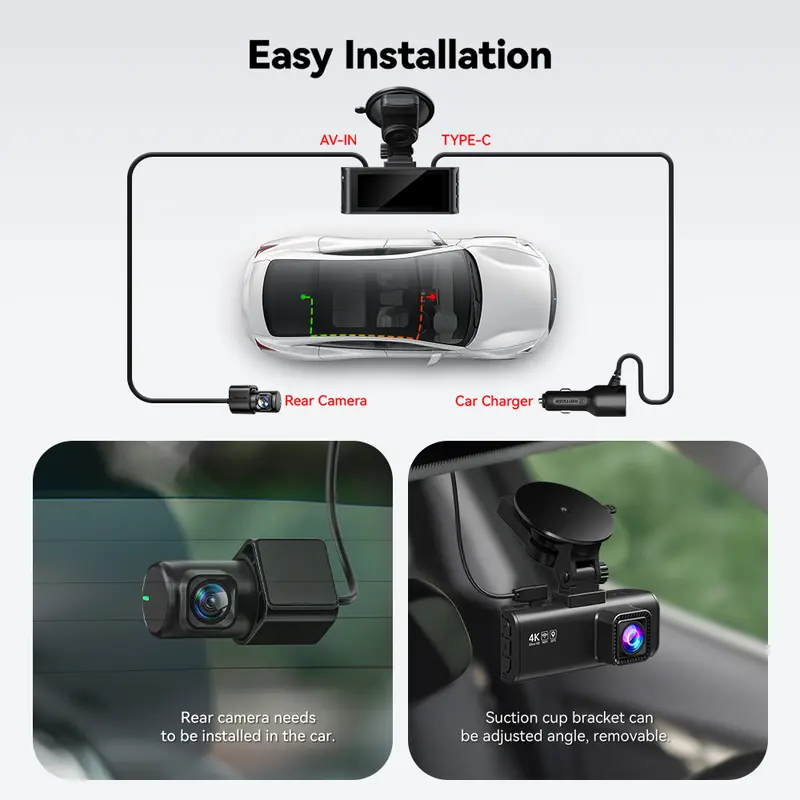 Dashcam records both front and rear cameras