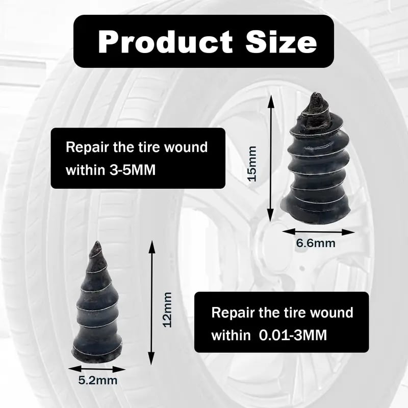 🔥Hot Sale 49% OFF🔥tire repair screw plugs, self-service tire repair vacuum rubber nail kit, suitable for quick repair of car/motorcycle/truck/tractor tires.