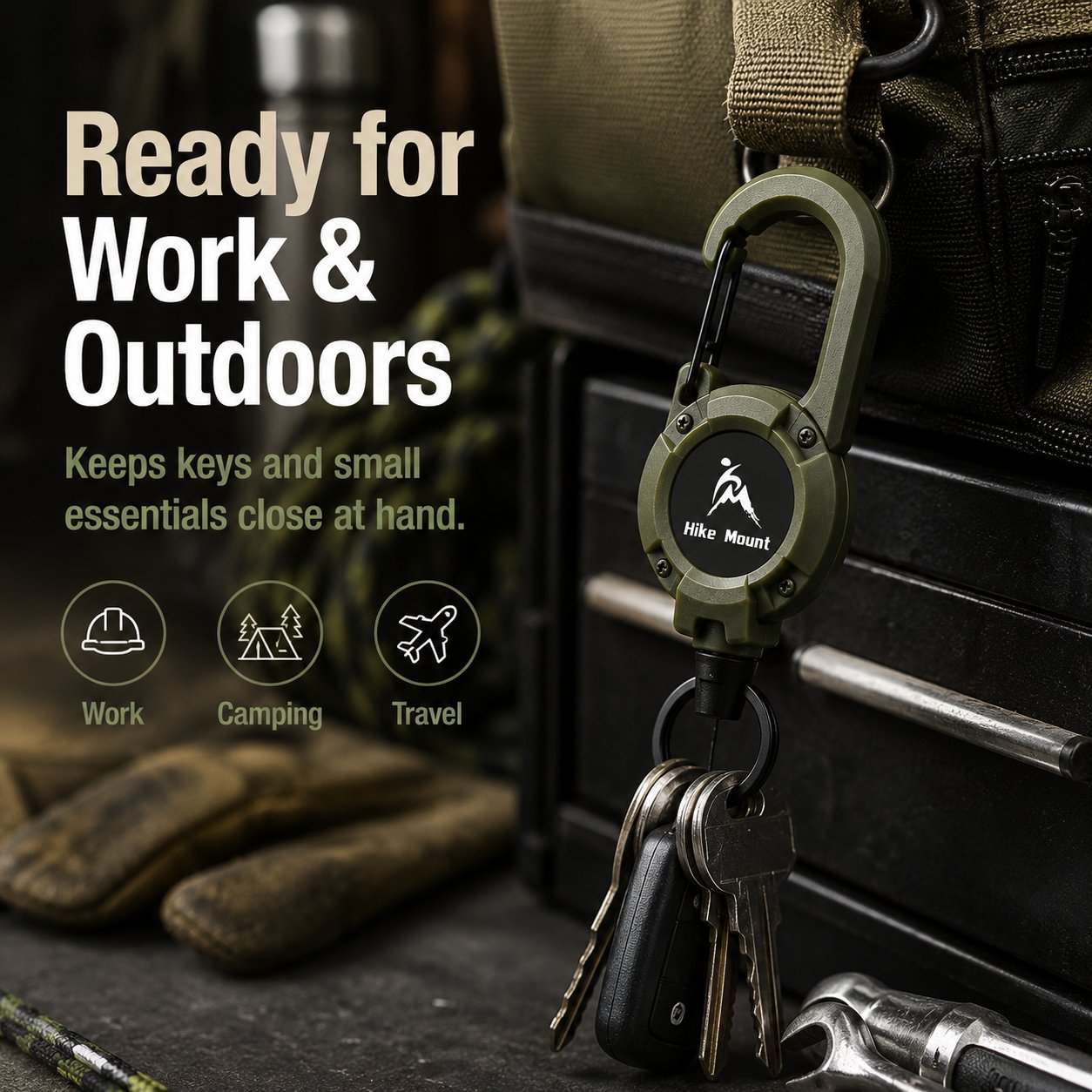 💝Best Gifts For Your Dad - 3 In 1 new multifunctional Retractable Pull Reel Carabiner Keychain