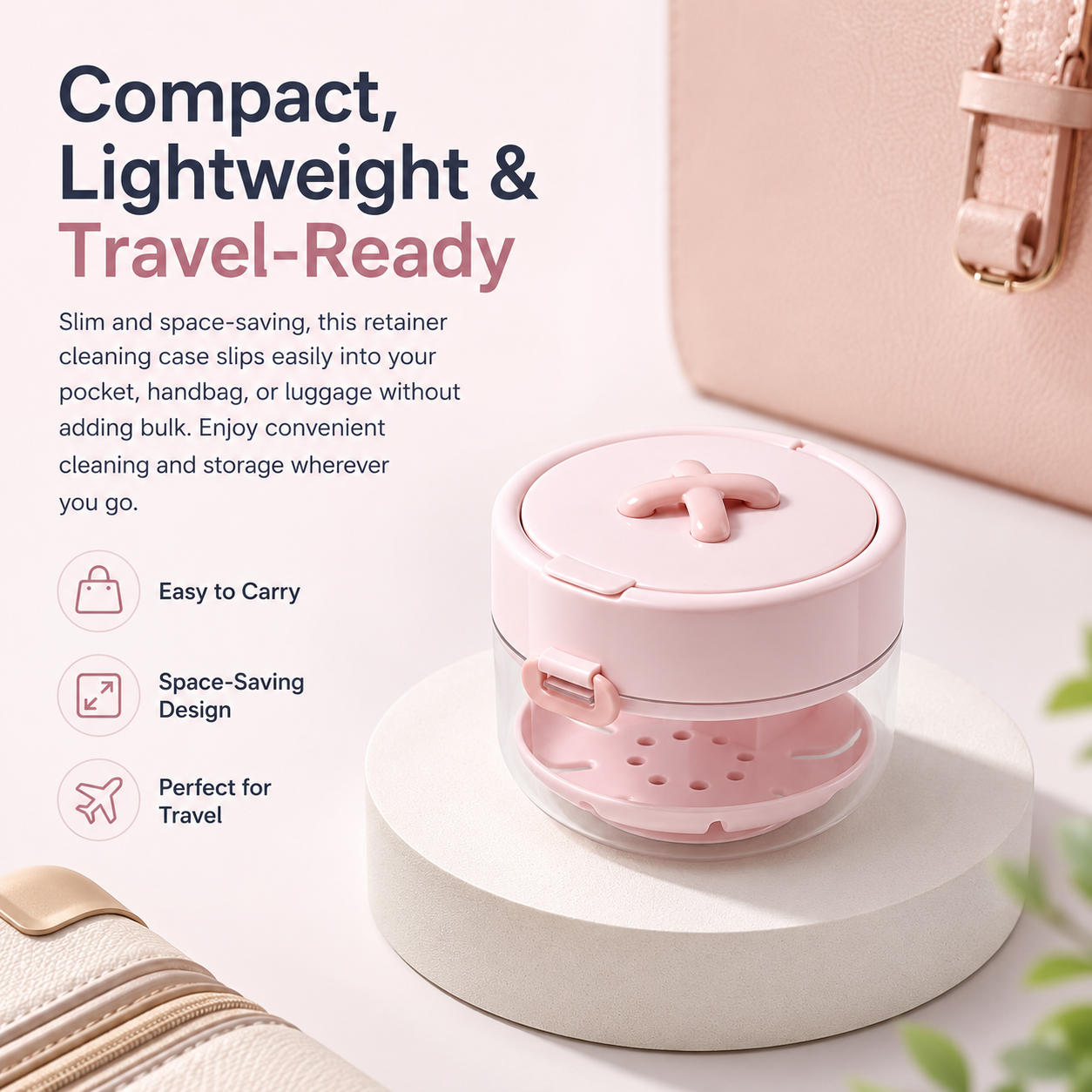 🦷 Portable Retainer Cleaning Case | Leak-Proof Travel Organizer with Mirror & Drain Tray