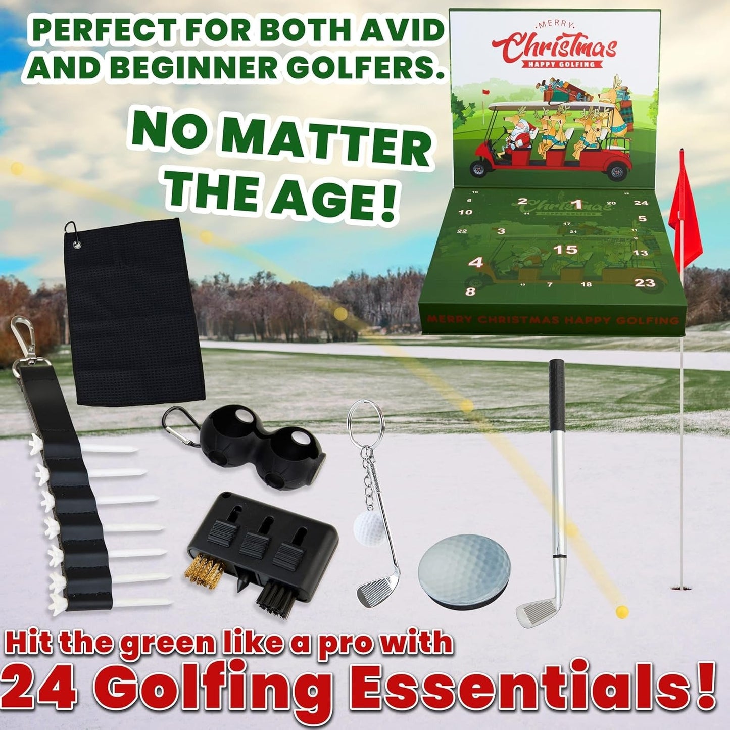🎅 Early Christmas Sale🎅2026 Christmas Countdown Advent Calendar For Golfers With Socks Pop Socket