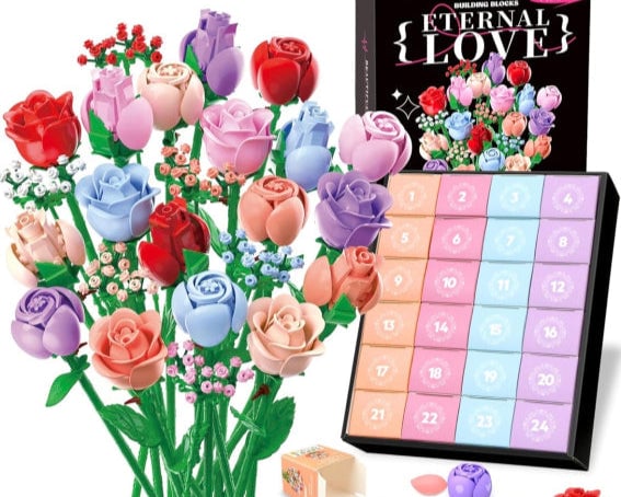 🌹2025-24 Days Flower Bouquet Christmas Countdown Advent Calendar