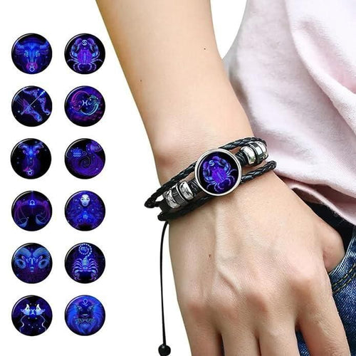 🔥Zodiac Sign Braided Leather Bracelet