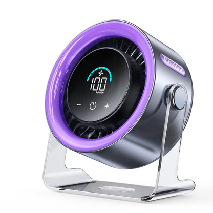 Portable Turbo Desk Fan | 100-Speed Rechargeable Quiet Cooling Fan with Digital Display