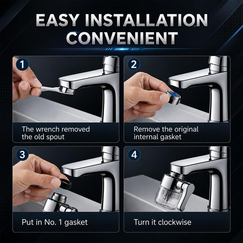 3D Filter Faucet Set - Multi-Angle Swivel Faucet Aerator with 3 Included Filter