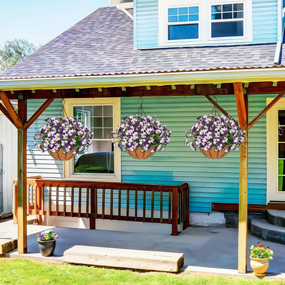 💐2-Pack Artificial Pansy Hanging Baskets 🌼