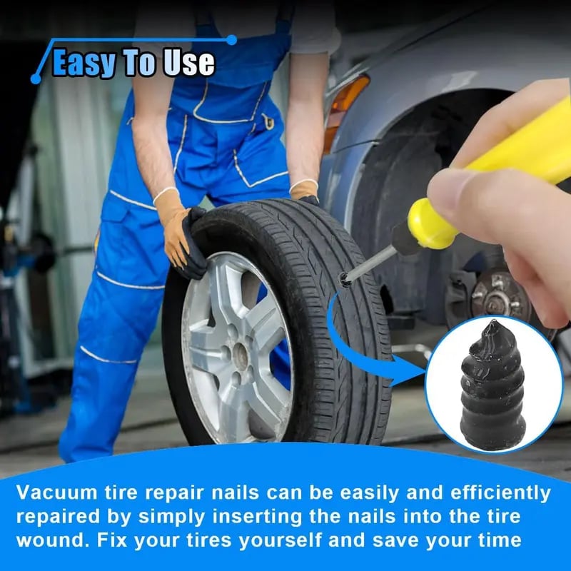 🔥Hot Sale 49% OFF🔥tire repair screw plugs, self-service tire repair vacuum rubber nail kit, suitable for quick repair of car/motorcycle/truck/tractor tires.