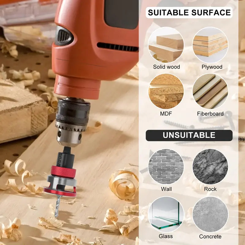 Countersink Drill Bit Set with Depth Stop 4PCS