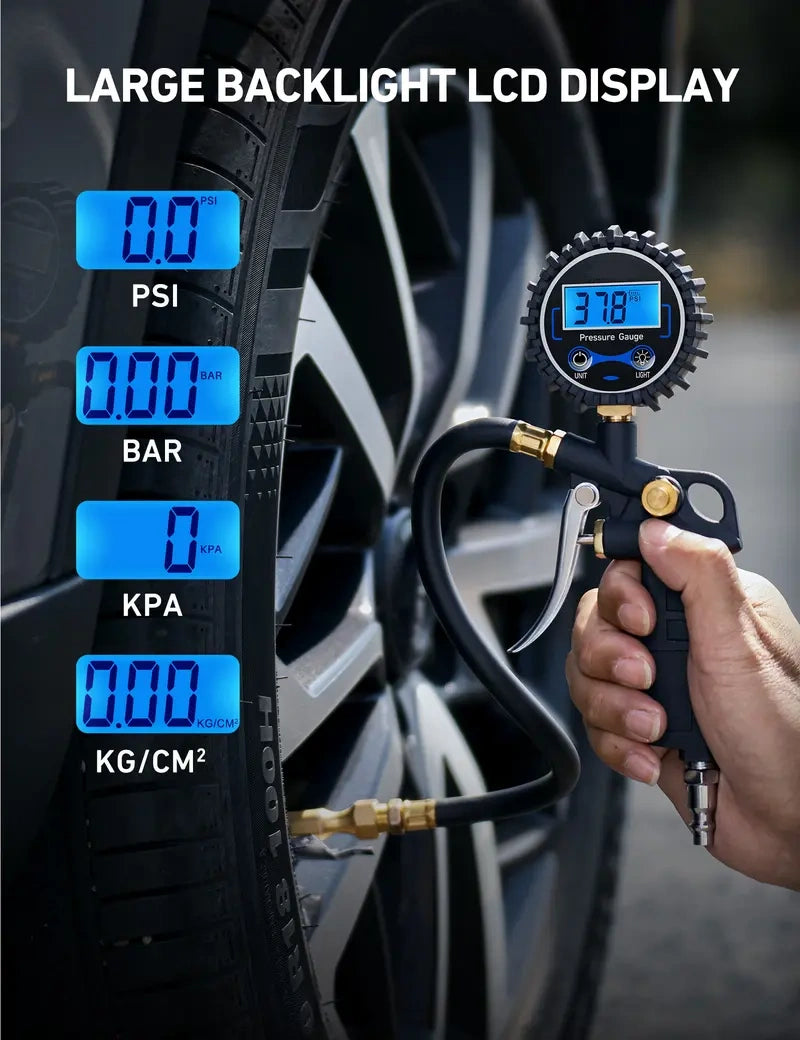 3-in-1 Tire Inflator & Gauge | Accurate 250 PSI Brass Air Compressor Tool