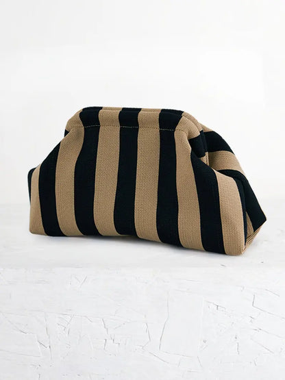 Women's Striped/diamond Dot Cloud Handbag