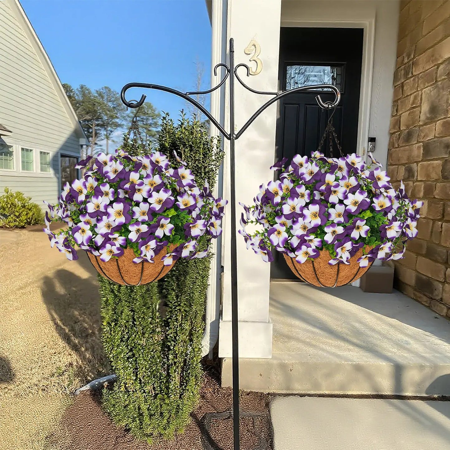 💐2-Pack Artificial Pansy Hanging Baskets 🌼