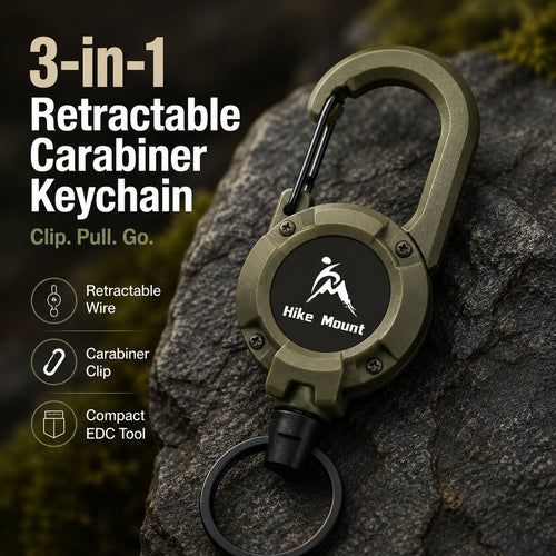 💝Best Gifts For Your Dad - 3 In 1 new multifunctional Retractable Pull Reel Carabiner Keychain