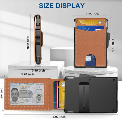 🔥Last Day Promotion 49% OFF--Men's Simple Bifold Wallet- with Pop Up Aluminum Case Money Clip Slim Leather Slots Credit Card Holder RFID Blocking Bifold Minimalist Wallet(🎁Perfect Gift)