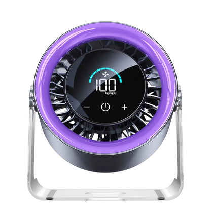 Portable Turbo Desk Fan | 100-Speed Rechargeable Quiet Cooling Fan with Digital Display