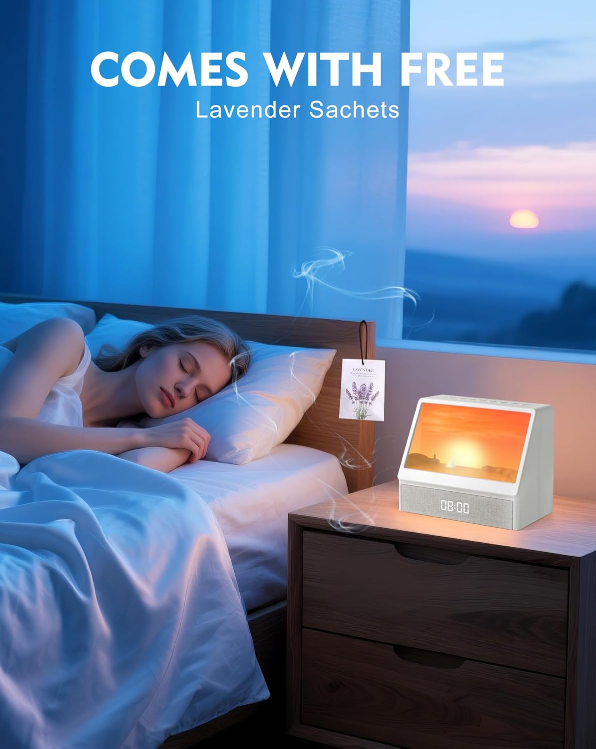 Maliansun Sunrise Alarm Clock with Sound Machine, Sunlight Alarm Clock with 10 Scene Simulations for Sleep, 12 White Noise Sound Machine with Bluetooth Speaker