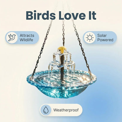 Solar Waterfall Bird Bath Fountain