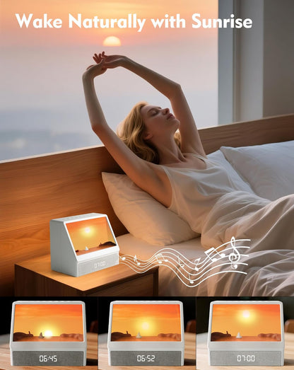 Maliansun Sunrise Alarm Clock with Sound Machine, Sunlight Alarm Clock with 10 Scene Simulations for Sleep, 12 White Noise Sound Machine with Bluetooth Speaker