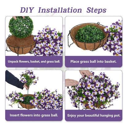 💐2-Pack Artificial Pansy Hanging Baskets 🌼