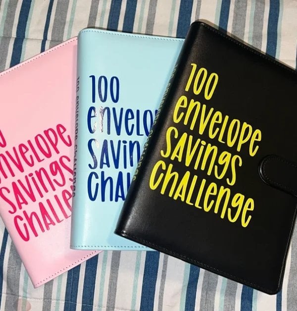 Custom name 100 Envelope Challenge Leather Binder-Easy And fun Way To Save $5,050🔥