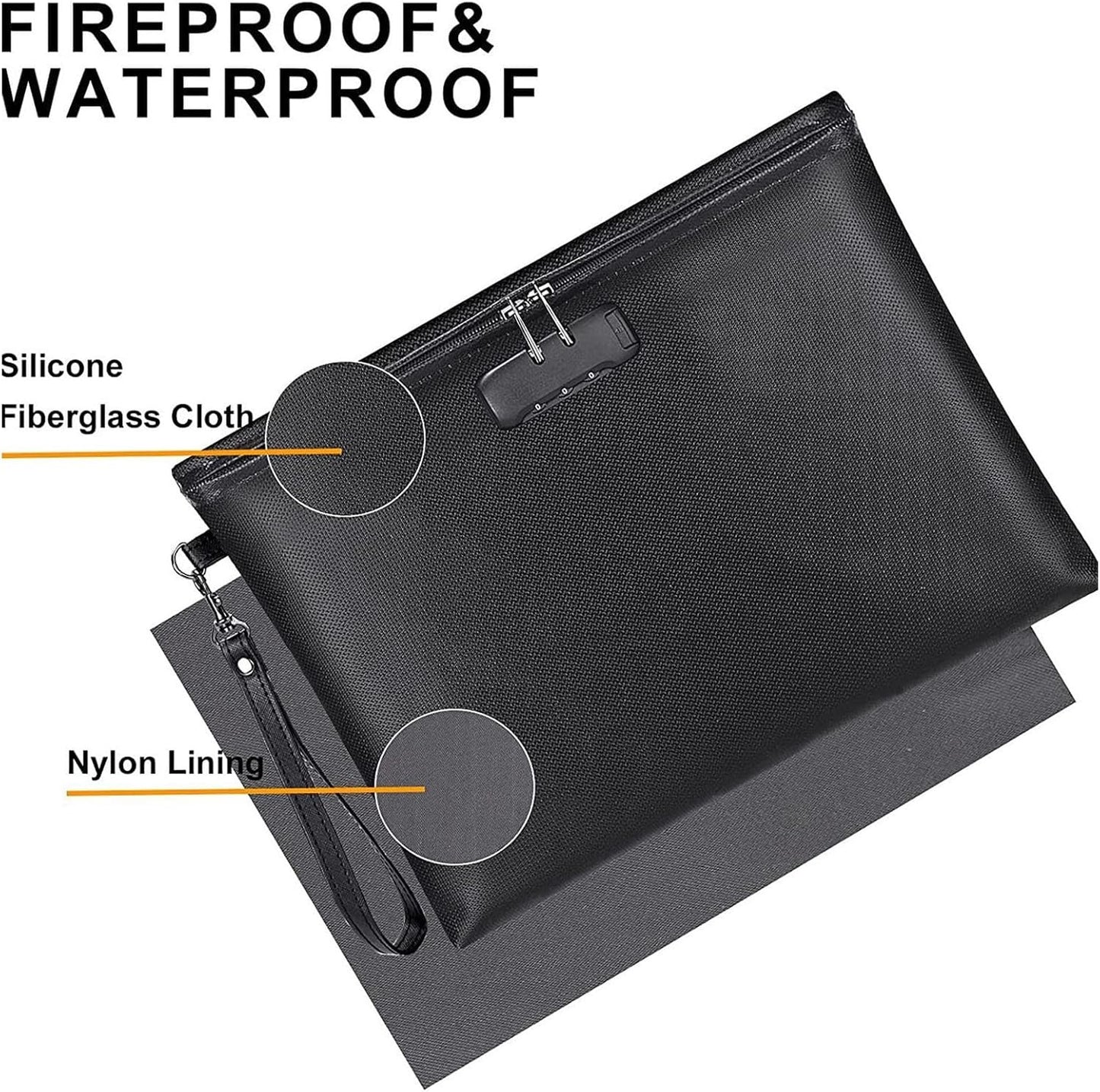 Fireproof Document Bag with Lock – Waterproof & Fire Resistant Storage