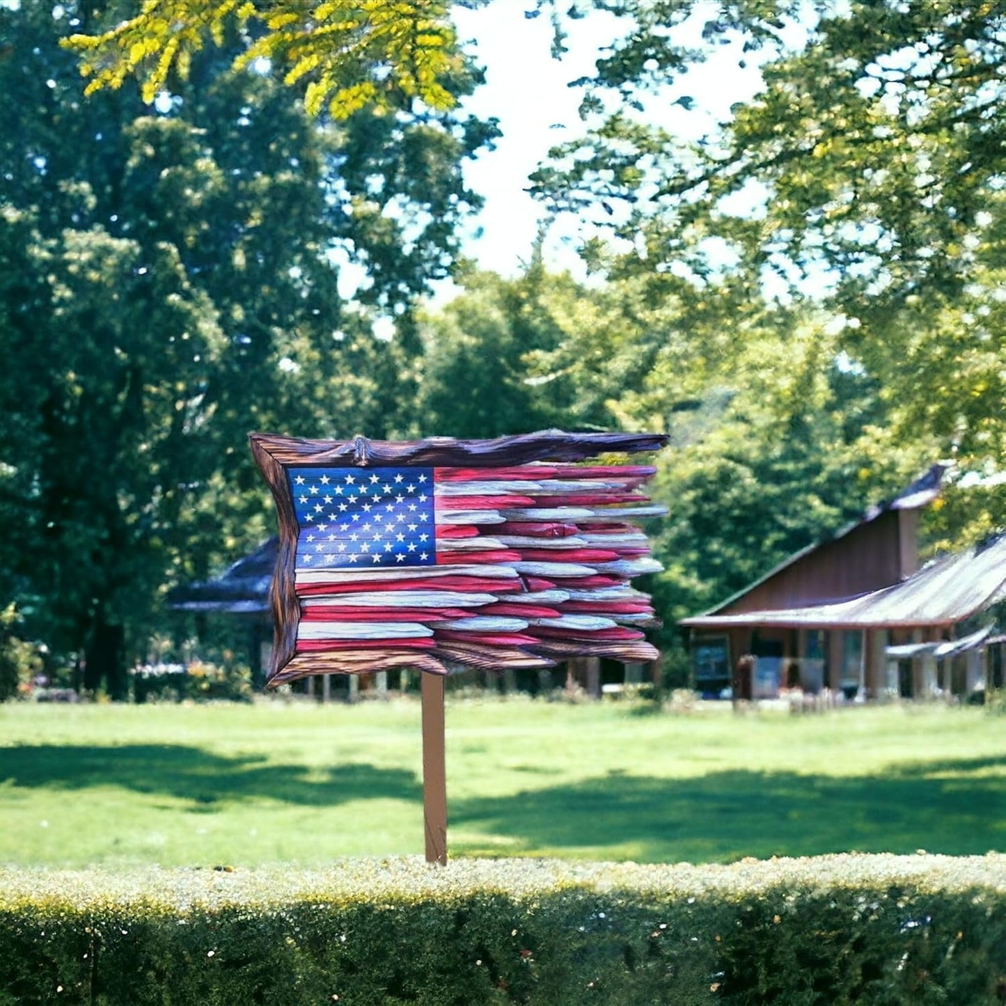🎁Tom’s Handmade Wooden Flag – America 250th Anniversary (1776–2026) 🇺🇸🦅🏛️