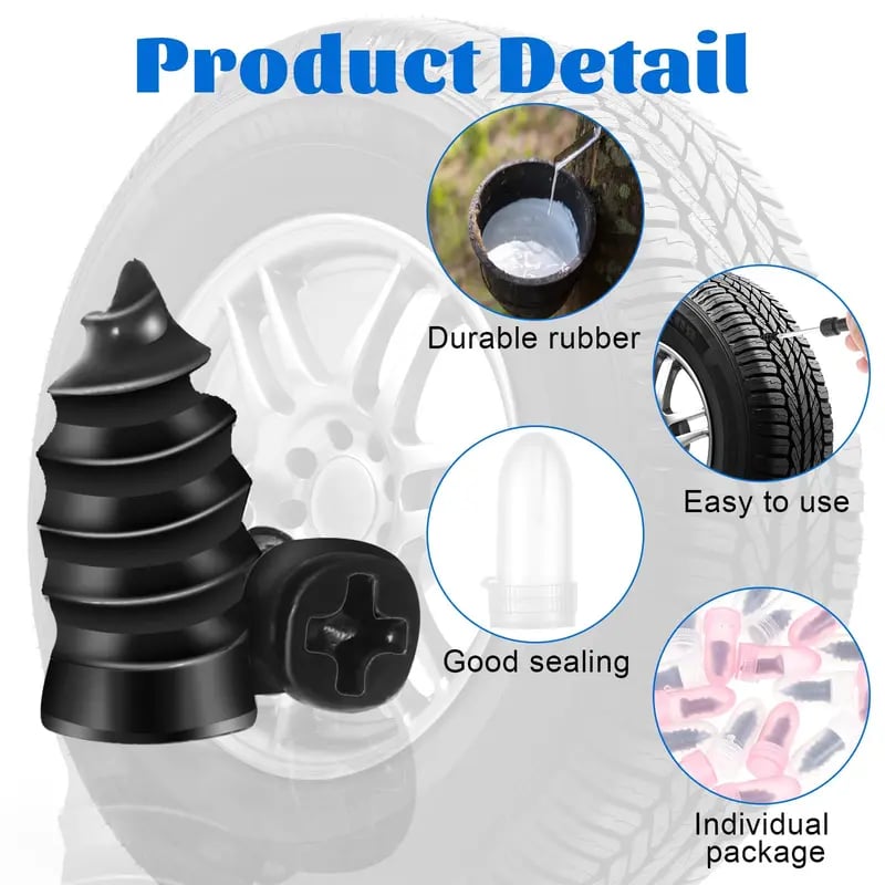🔥Hot Sale 49% OFF🔥tire repair screw plugs, self-service tire repair vacuum rubber nail kit, suitable for quick repair of car/motorcycle/truck/tractor tires.