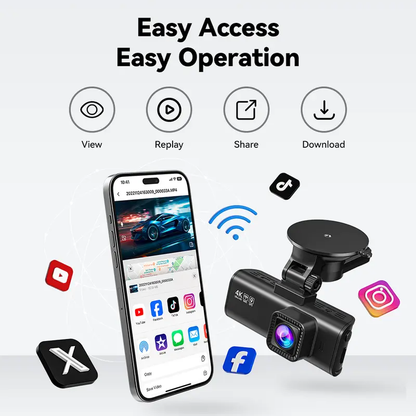 Dashcam records both front and rear cameras