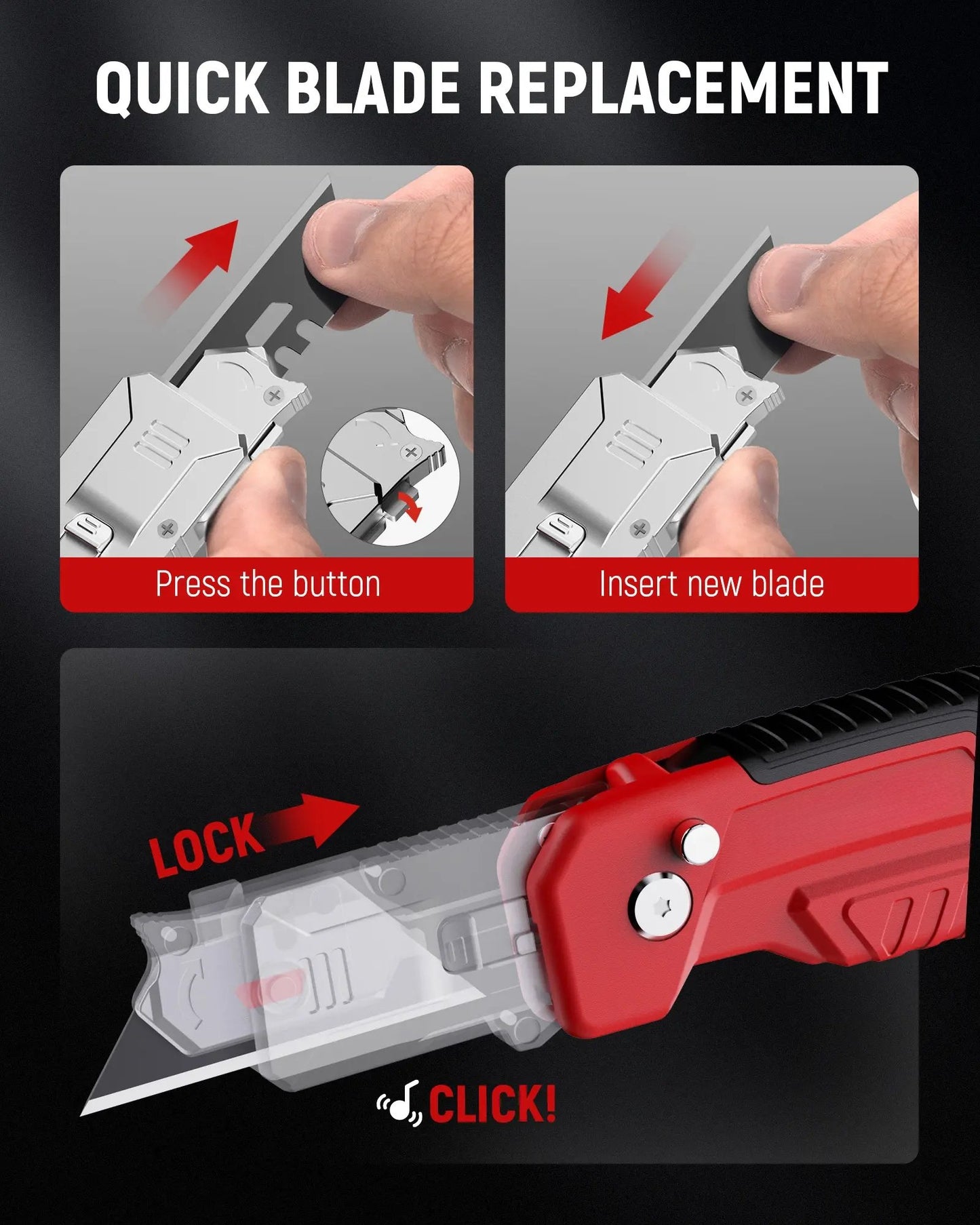 2-in-1 Folding Utility Knife and Razor Blade Scraper Tool