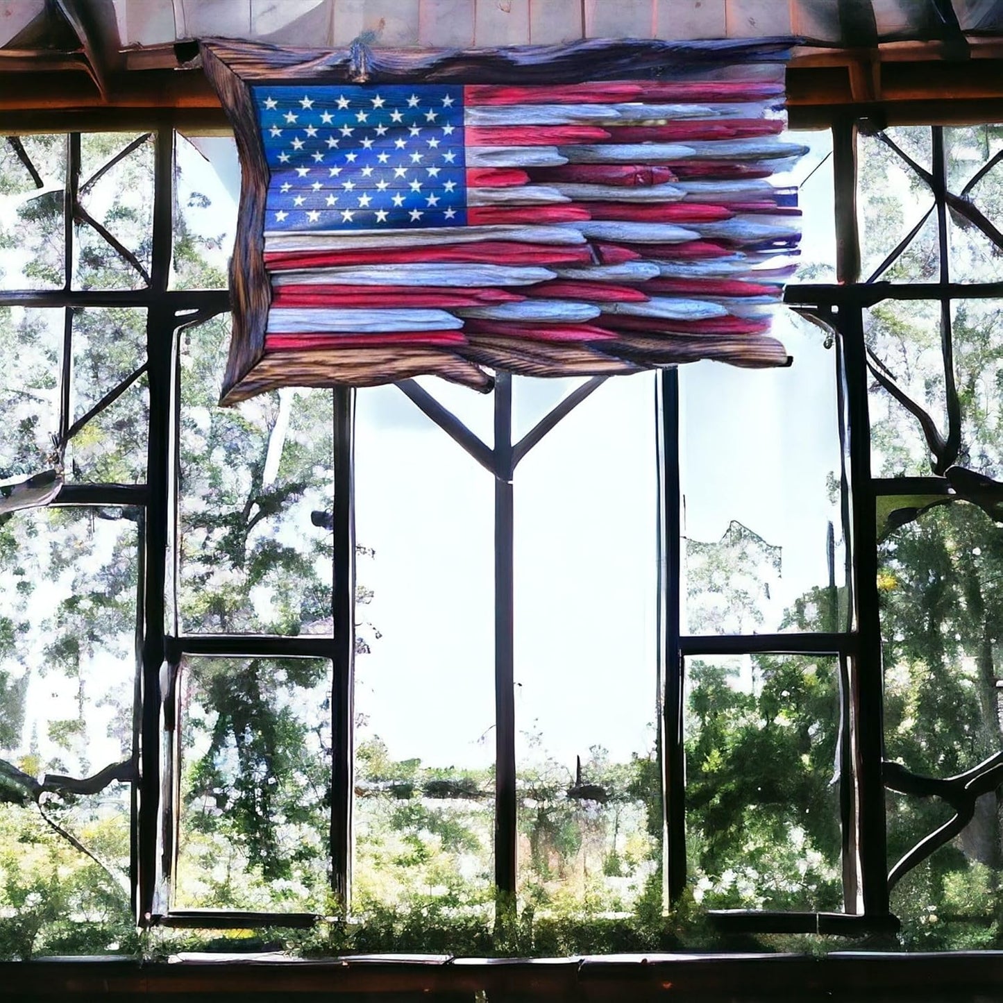 🎁Tom’s Handmade Wooden Flag – America 250th Anniversary (1776–2026) 🇺🇸🦅🏛️