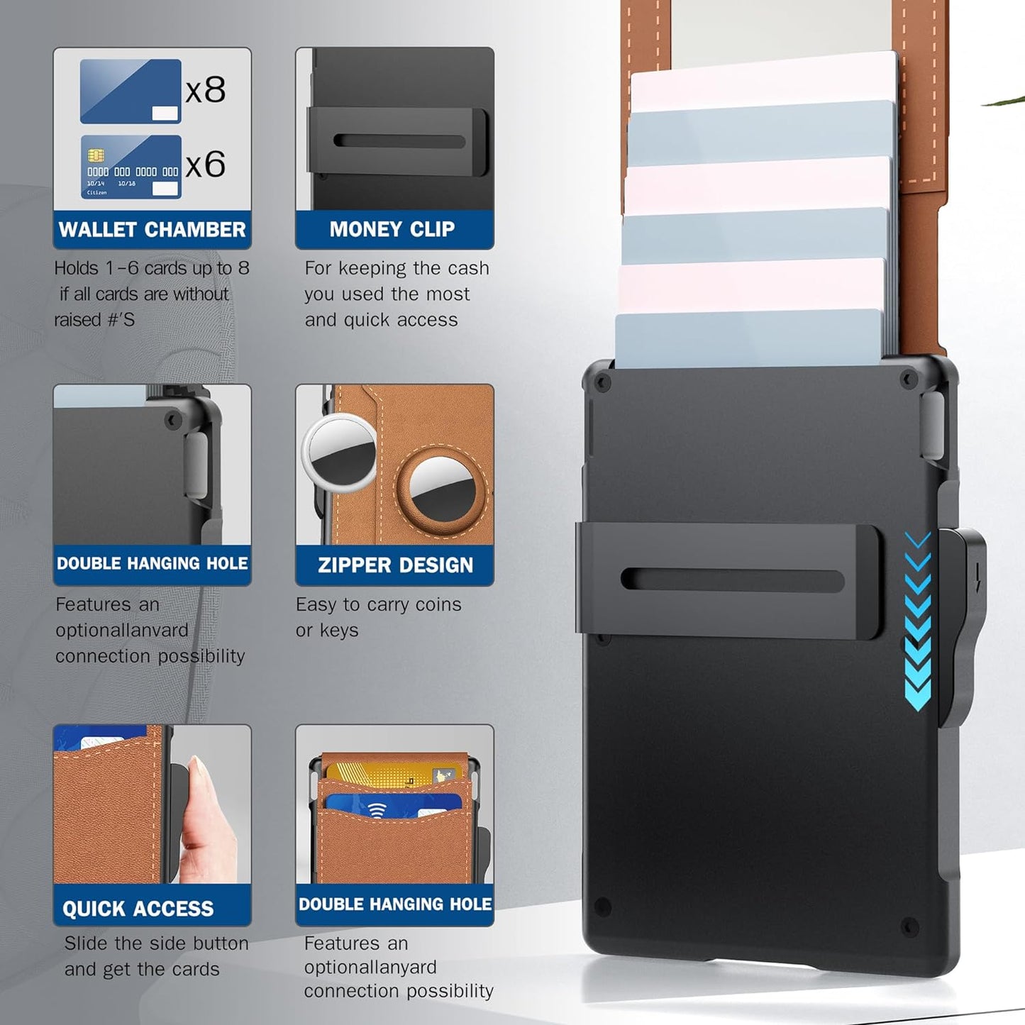 🔥Last Day Promotion 49% OFF--Men's Simple Bifold Wallet- with Pop Up Aluminum Case Money Clip Slim Leather Slots Credit Card Holder RFID Blocking Bifold Minimalist Wallet(🎁Perfect Gift)