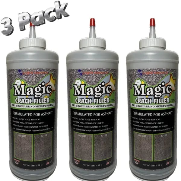 Asphalt Magic Crack Filler 2 lb. Bottle- High-Performance Filler for Driveways, Parking Lots, and Roads - Prevents Water Intrusion!! Repair