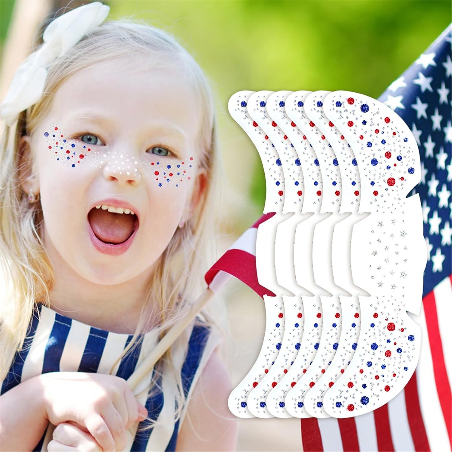 🎁LAST DAY 50% OFF-🦅4th of July ✨Patriotic Glitter Freckles Face Tattoo