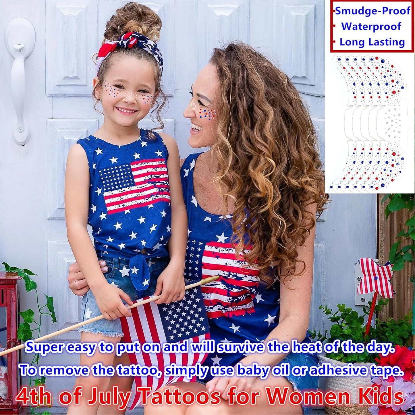 🎁LAST DAY 50% OFF-🦅4th of July ✨Patriotic Glitter Freckles Face Tattoo