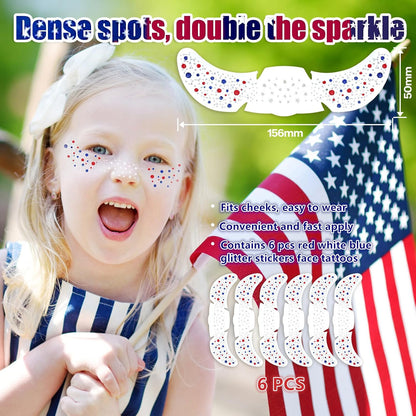 🎁LAST DAY 50% OFF-🦅4th of July ✨Patriotic Glitter Freckles Face Tattoo