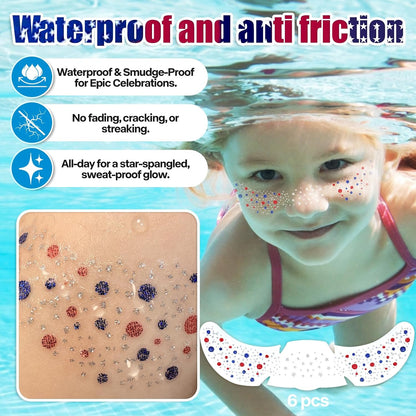 🎁LAST DAY 50% OFF-🦅4th of July ✨Patriotic Glitter Freckles Face Tattoo