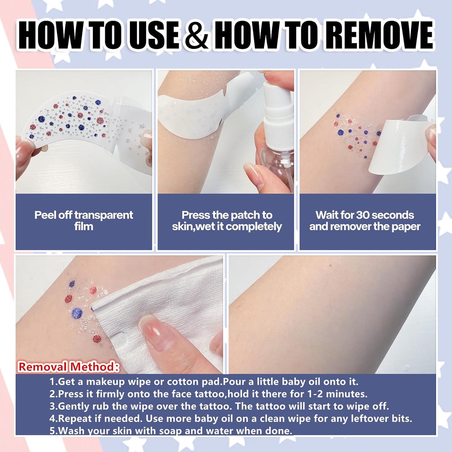 🎁LAST DAY 50% OFF-🦅4th of July ✨Patriotic Glitter Freckles Face Tattoo