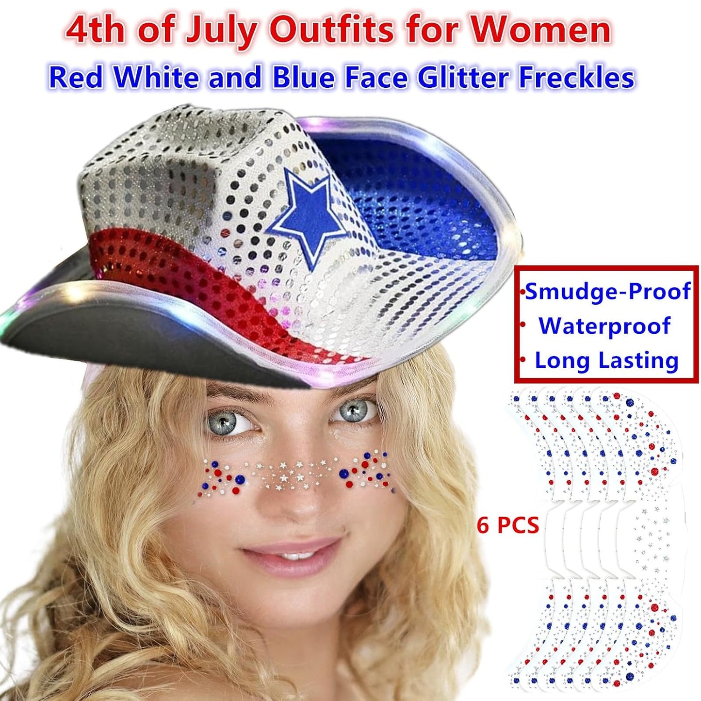 🎁LAST DAY 50% OFF-🦅4th of July ✨Patriotic Glitter Freckles Face Tattoo