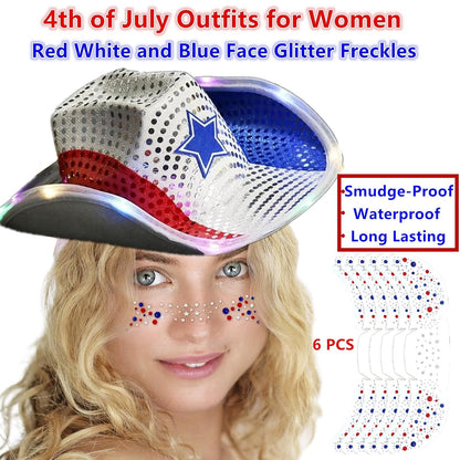 🎁LAST DAY 50% OFF-🦅4th of July ✨Patriotic Glitter Freckles Face Tattoo