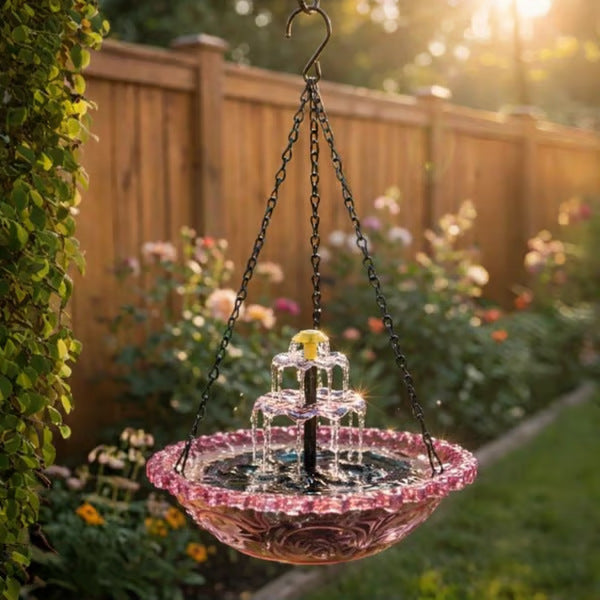 Solar Waterfall Bird Bath Fountain