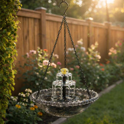 Solar Waterfall Bird Bath Fountain